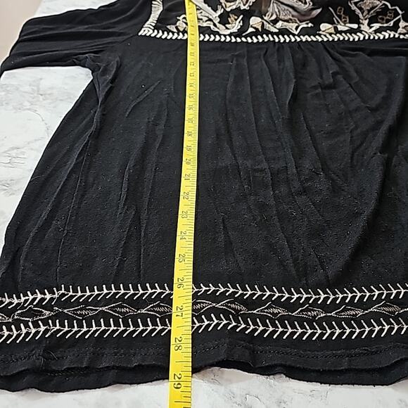 Womens Sz 1X Black Shear Babydoll Silver Embellished Whimsigoth Grunge Goth Top - Picture 8 of 10